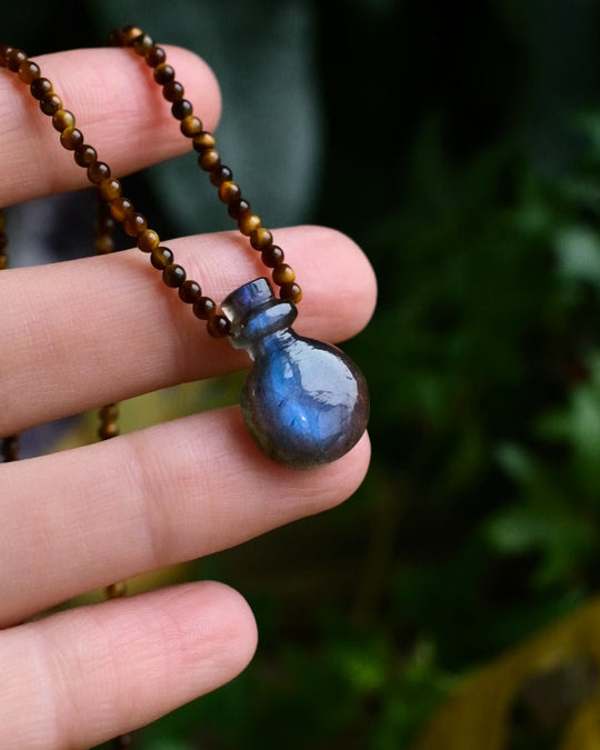 Potion for Confident Creativity: Midnight Blue Labradorite & Tiger's Eye Beaded Necklace