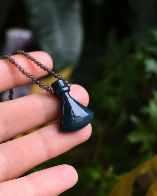 Potion for Divination: Blue Obsidian & Smoky Quartz Beaded Necklace