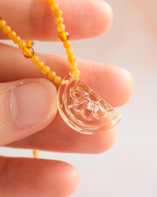 Natural Citrine Orange Slice Beaded Necklace