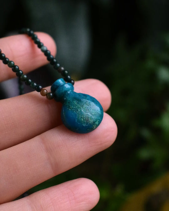 Potion for Serene Grounding: Peruvian Opalina & Bloodstone Beaded Necklace