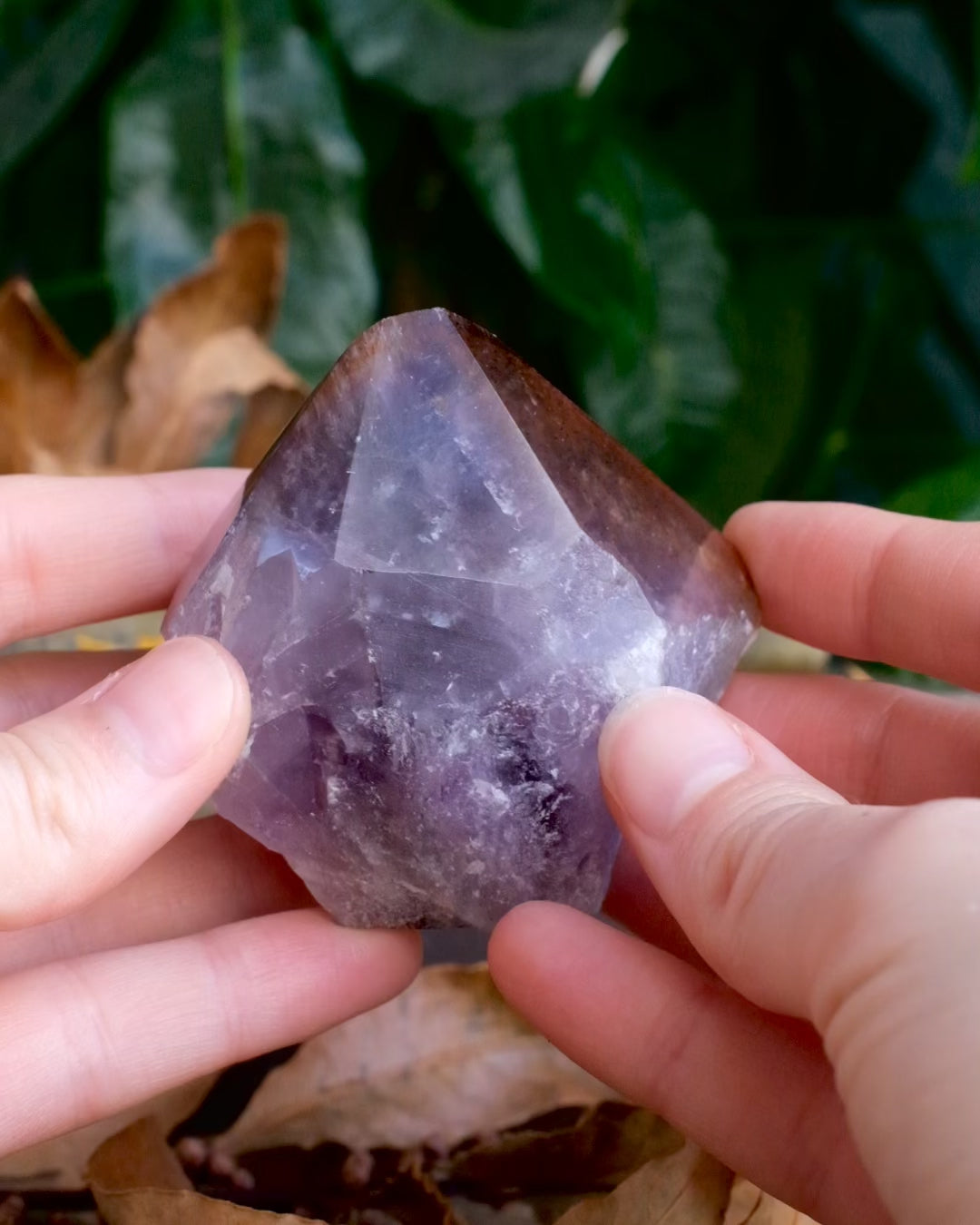 Amethyst with Cacoxenite Polished Point Raw Crystal