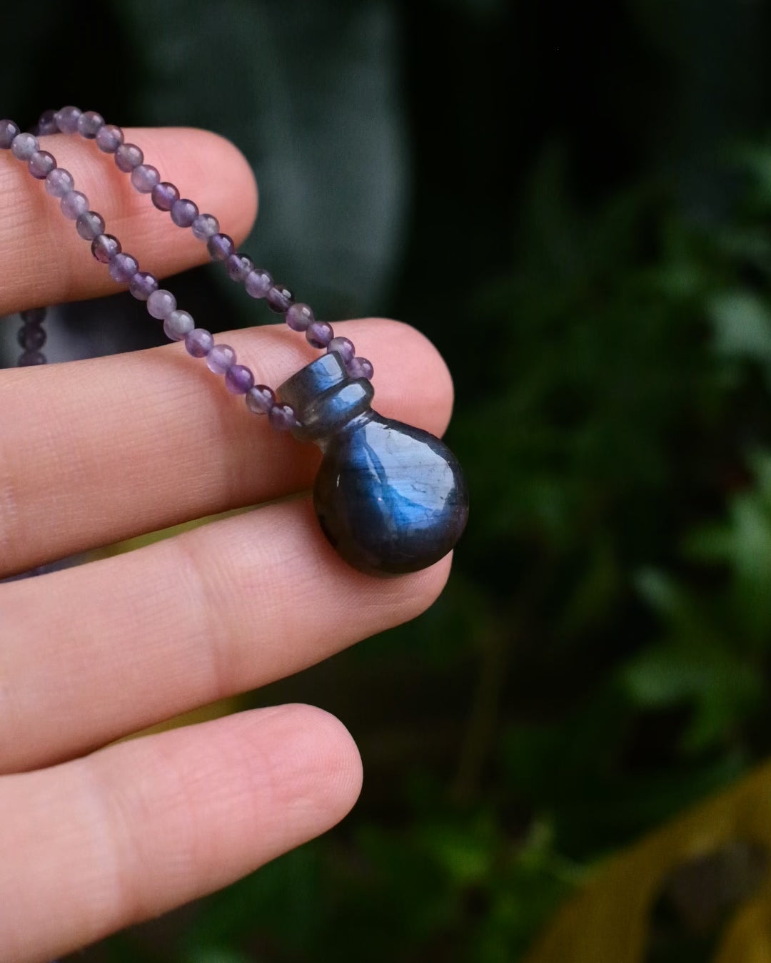 Potion for Heightened Intuition: Midnight Blue Labradorite & Amethyst Beaded Necklace