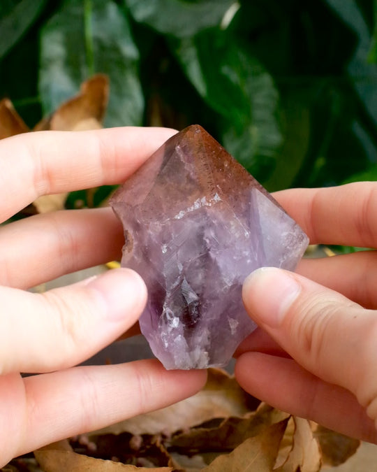 Amethyst with Cacoxenite Polished Point Raw Crystal