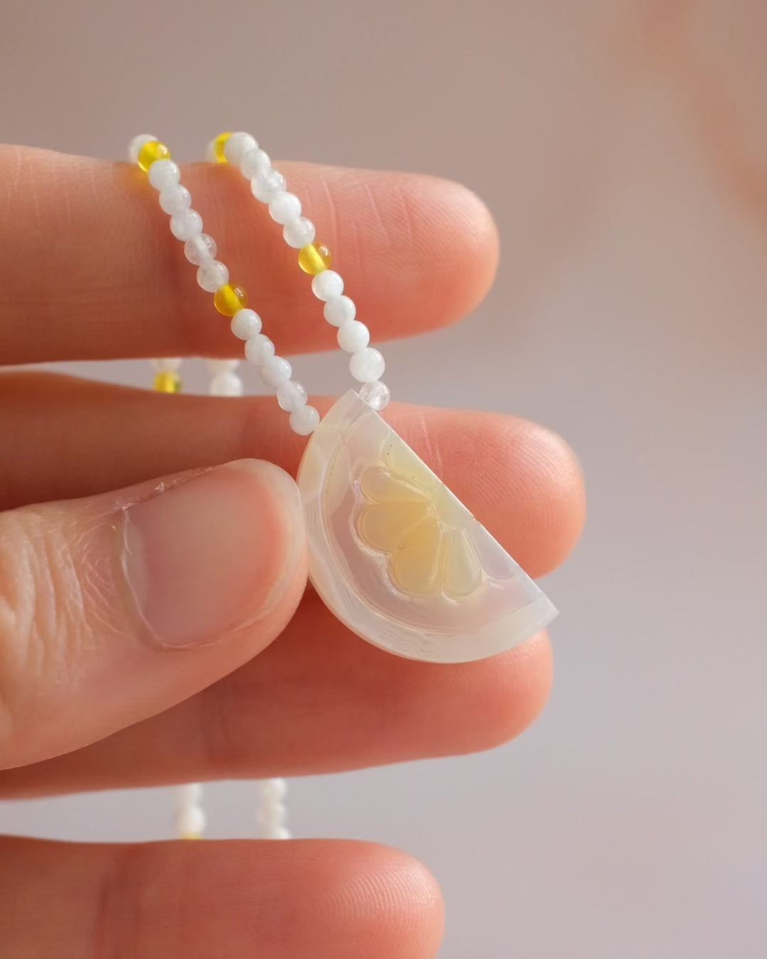 Natural Onyx Citrus Slice Beaded Necklace