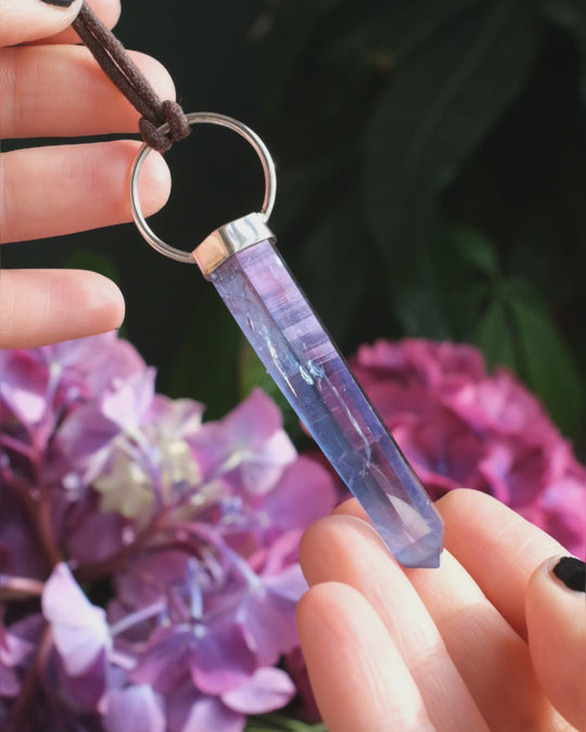 Tanzine Aura Quartz Point Sterling Silver Necklace