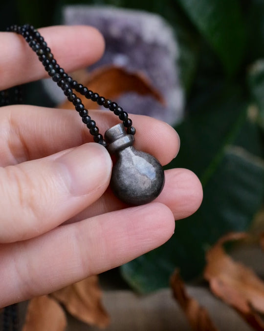 Potion for Prosperity: Silver Sheen Obsidian & Blue Tiger’s Eye Beaded Necklace