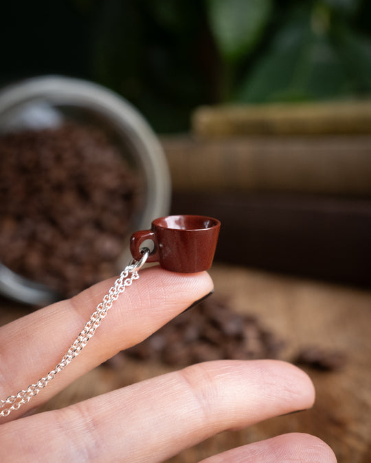 Red Jasper Hand Carved Mug Necklace