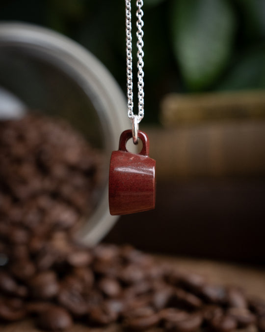 Red Jasper Hand Carved Mug Necklace