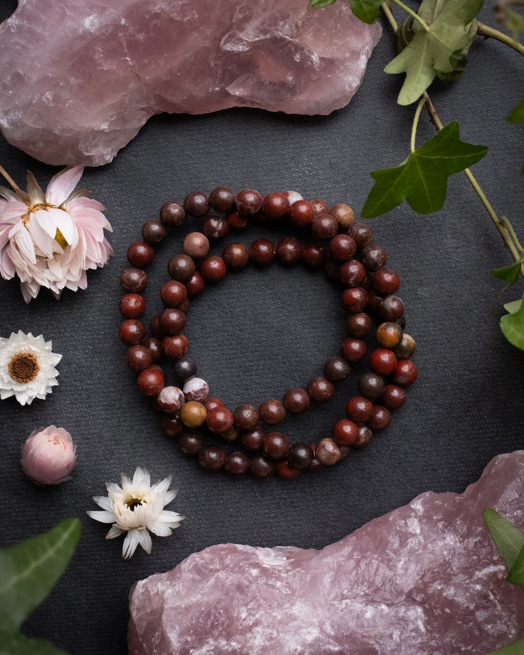 Poppy Jasper Round Bead Bracelet 6mm