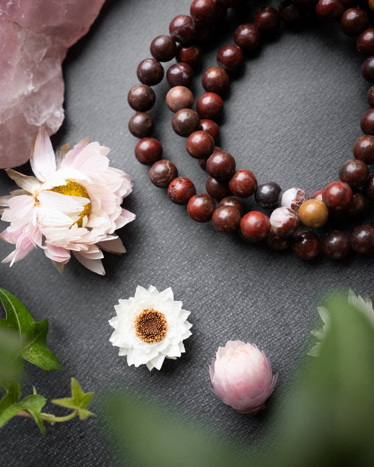 Poppy Jasper Round Bead Bracelet 6mm