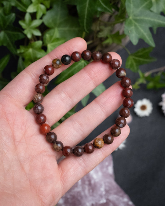 Poppy Jasper Round Bead Bracelet 6mm