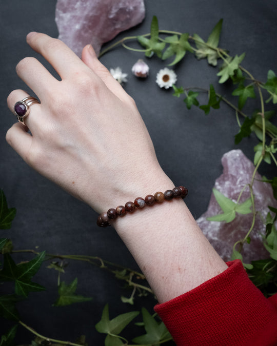 Poppy Jasper Round Bead Bracelet 6mm