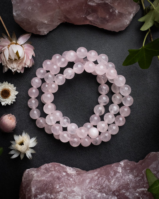 Rose Quartz Round Bead Bracelet 8mm