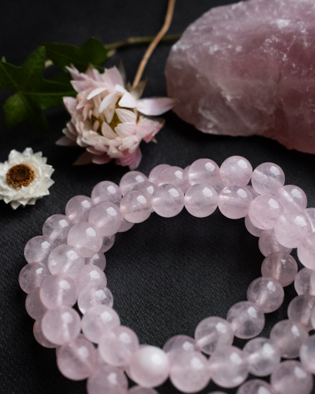 Rose Quartz Round Bead Bracelet 8mm