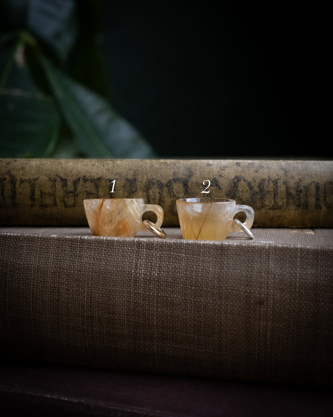 Rutilated Quartz Hand Carved Mug Necklace