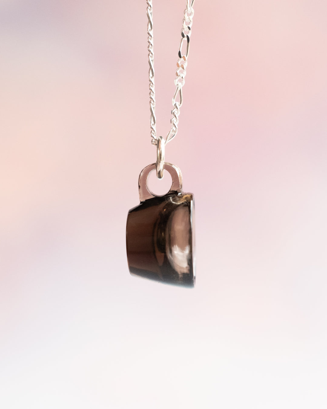 Smoky Quartz Hand Carved Mug Necklace