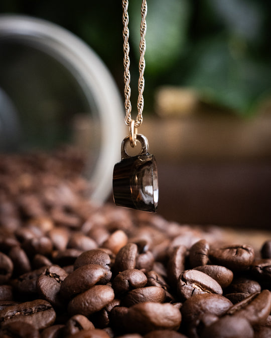 Smoky Quartz Hand Carved Mug Necklace