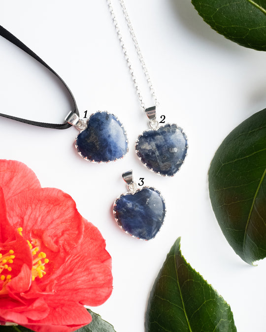 Sodalite Heart Sterling Silver Gallery Necklace