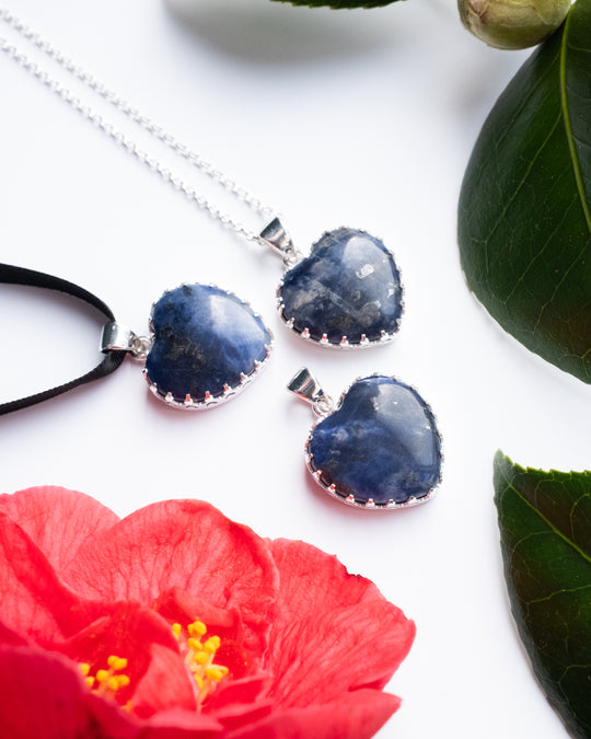 Sodalite Heart Sterling Silver Gallery Necklace