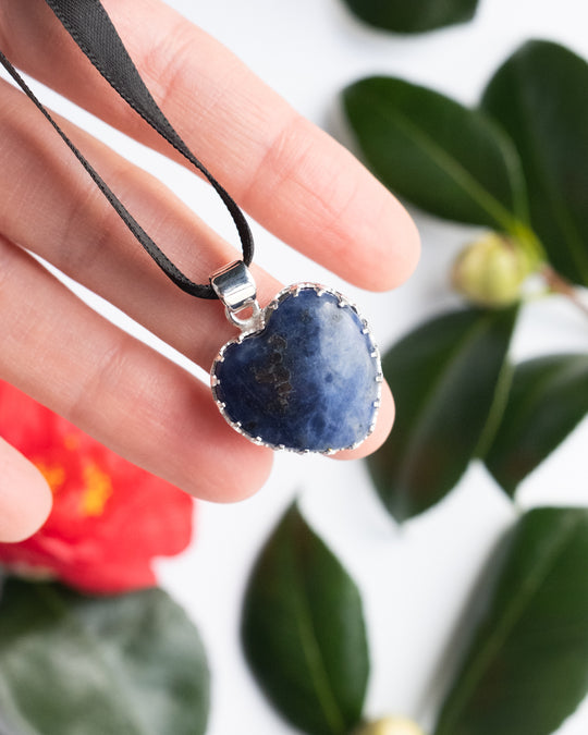 Sodalite Heart Sterling Silver Gallery Necklace