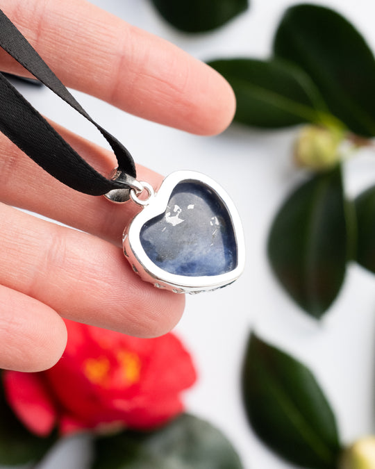 Sodalite Heart Sterling Silver Gallery Necklace