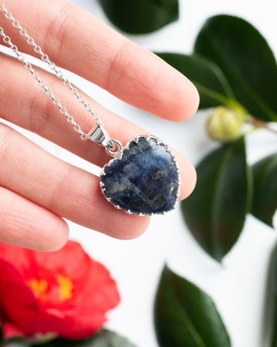 Sodalite Heart Sterling Silver Gallery Necklace