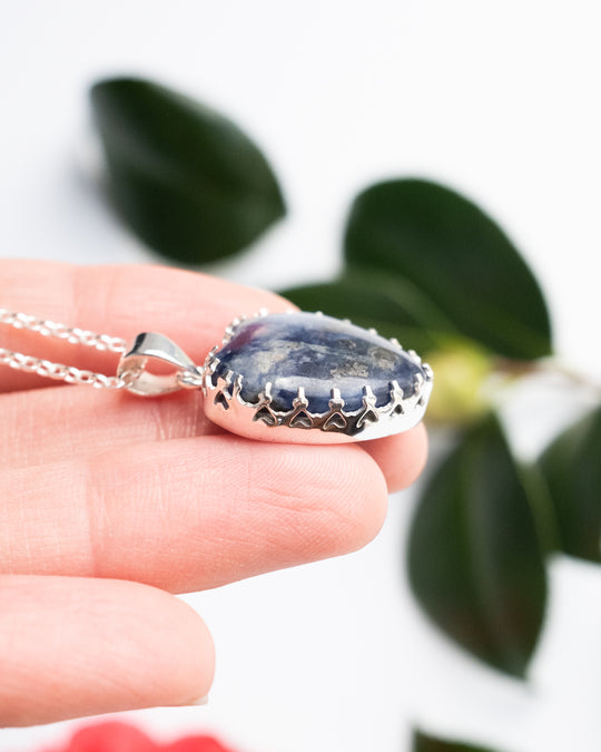 Sodalite Heart Sterling Silver Gallery Necklace