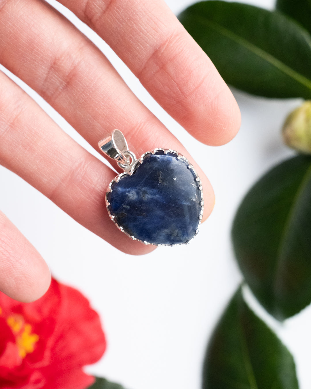 Sodalite Heart Sterling Silver Gallery Necklace