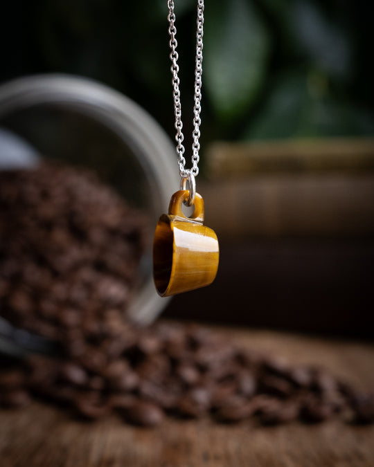 Tiger's Eye Hand Carved Mug Necklace