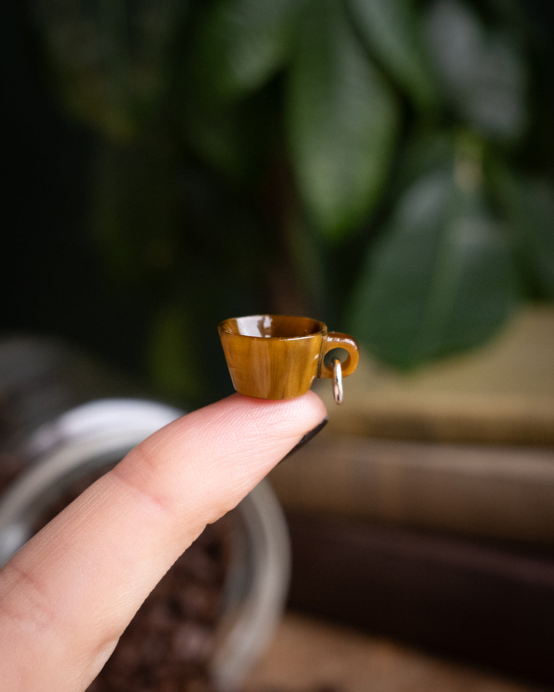 Tiger's Eye Hand Carved Mug Necklace