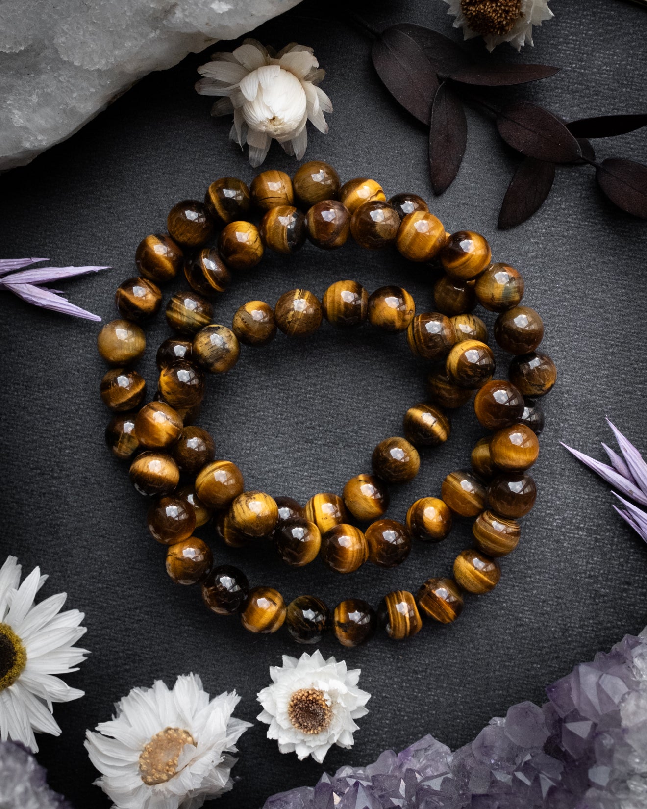 Tiger's Eye Round Bead Bracelet 8mm - The Healing Pear