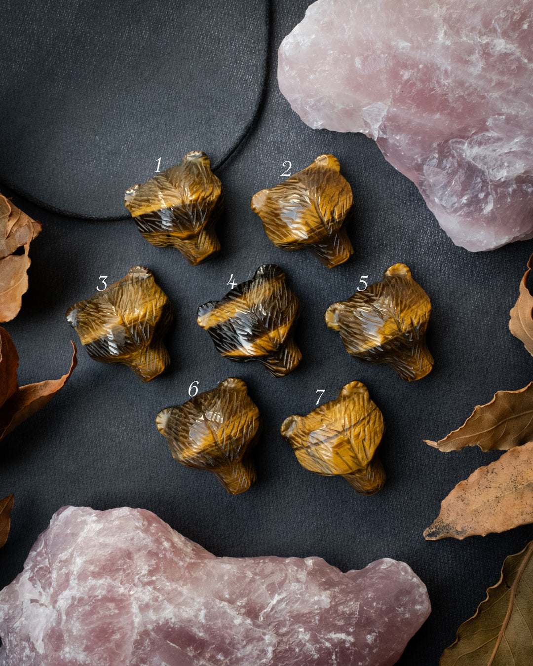 Tiger's Eye Hand Carved Bear Necklace