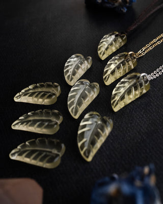 Citrine Hand Carved Leaf Necklace