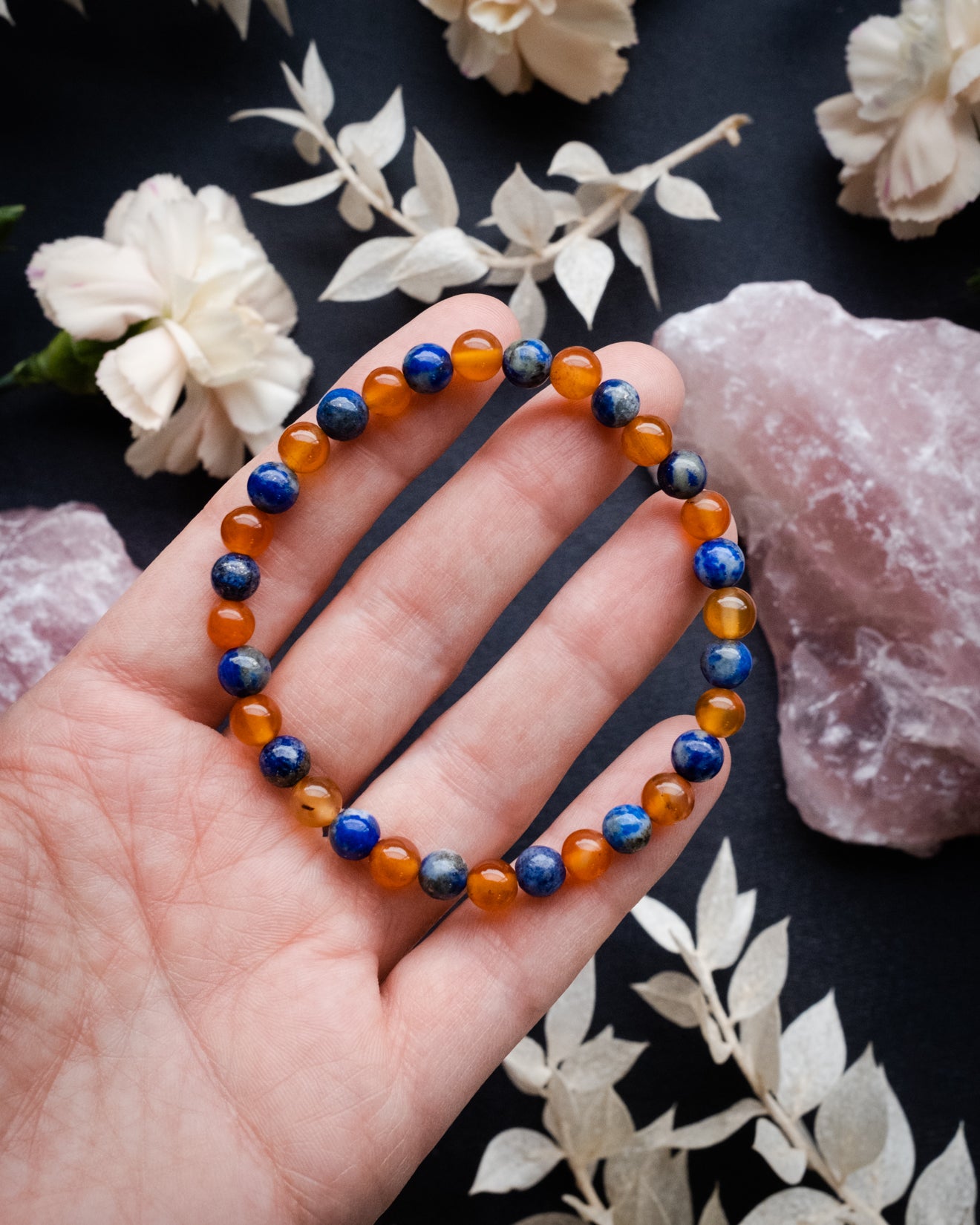 Lapis Lazuli Carnelian Round Bead Bracelet 6mm The Healing Pear