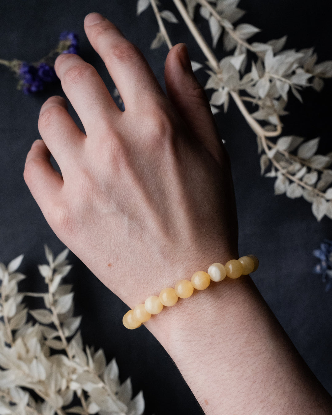 Yellow Calcite Round Bead Bracelet - The Healing Pear