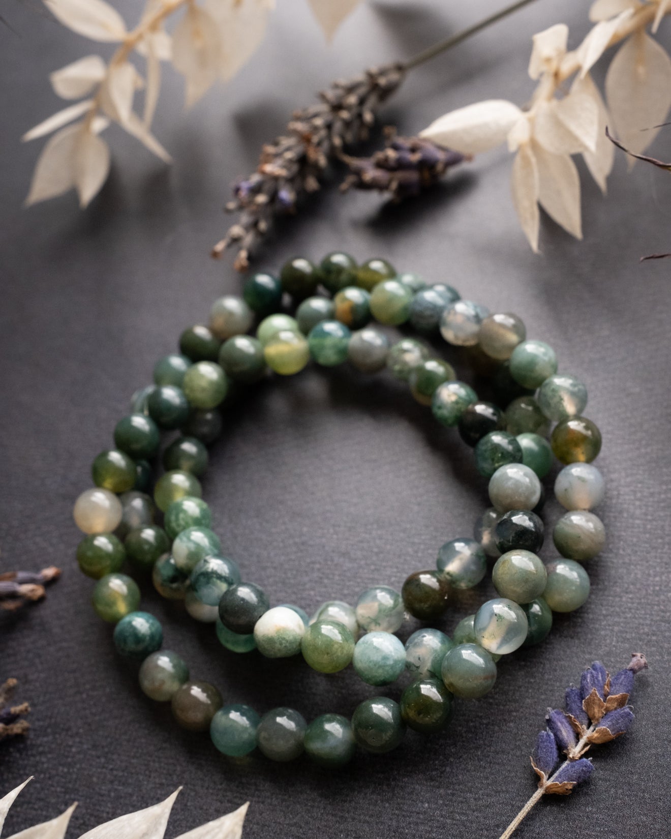 Natural Moss Agate Bracelet Faceted Beads