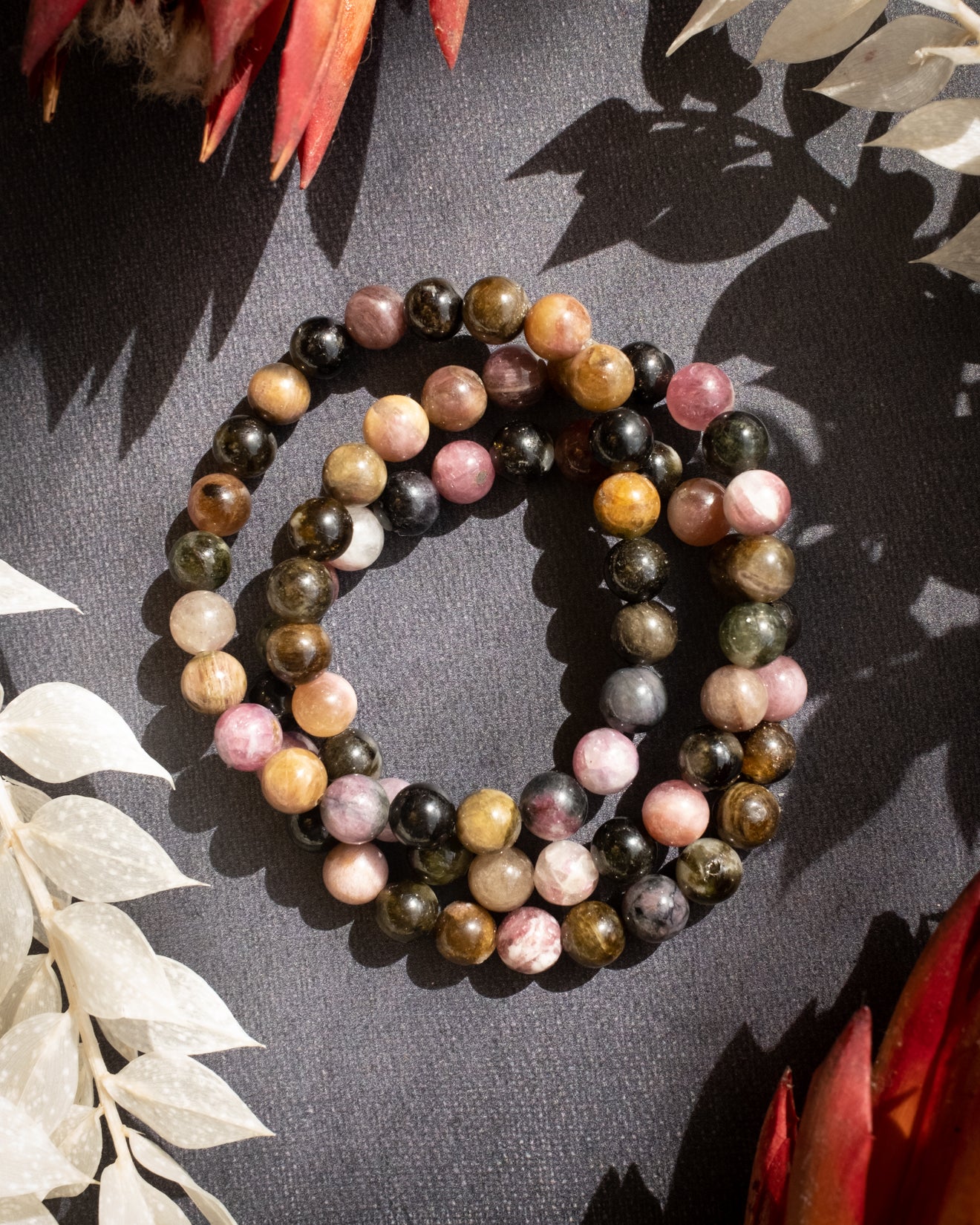 Multi Tourmaline Round Bead Bracelet - The Healing Pear