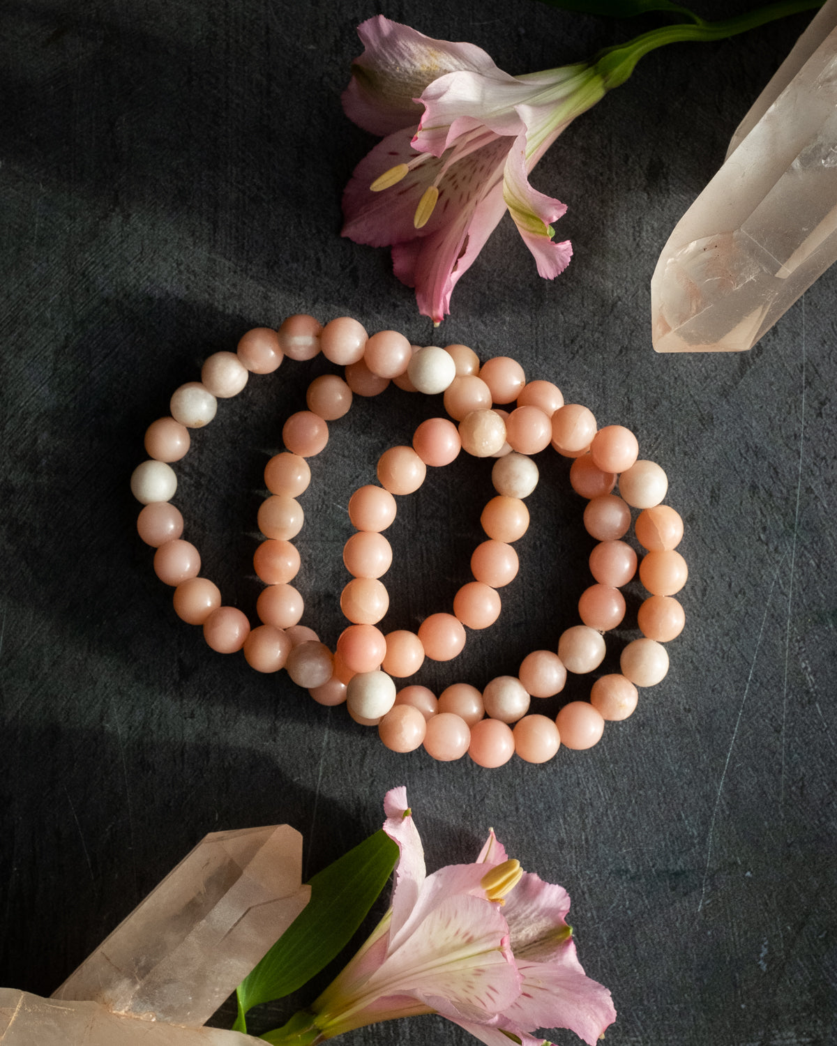 Pink Opal Round Bead Bracelet - The Healing Pear