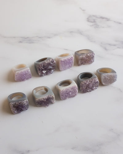 Raw Amethyst Ring - Size 6 1/4 US / M 1/2 UK